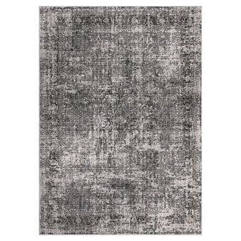 Vintage Distressed Machine Washable Low Pile Area Rug Wear Resistant Foldable Carpet for Living Room