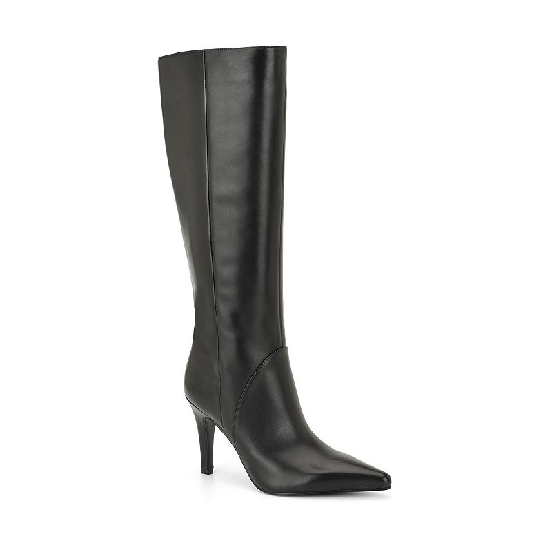 nine west black dress boots Korin Women's Knee-High Pointed Toe a low block heel