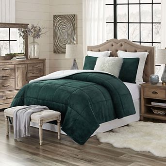 Swift Home Reversible Ultra Plush Faux Fur & Sherpa Comforter Set with Shams