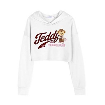 Arshiner Girls Crop Hoodie Long Sleeve Pullover Sweatshirt Kids Striped‑Sleeve Cropped Hooded Top