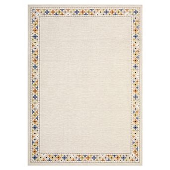 Fashionwu Geometric Diamond Border Rug Soft Low Pile Non Slip Carpet for Bedroom Home Decor