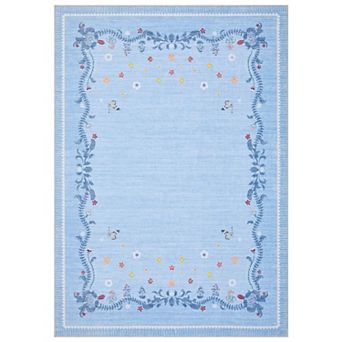 Fashionwu Elegant Floral Vine Butterfly Rug Washable Soft Non Slip Carpet Home Decor