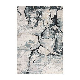 Marble Crackle Machine Washable Area Rug Non-Slip Pet Friendly Carpet for Living Room Bedroom