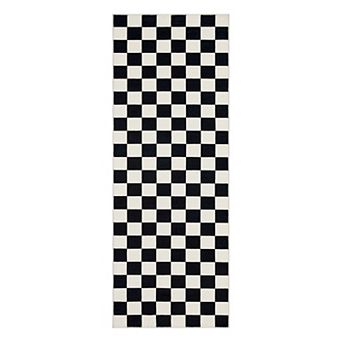 Checkered Machine Washable Area Rug Non-Slip Stain-Resistant Carpet for Living Bedroom Kitchen