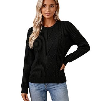 Women's Solid Color Loose Knit Sweater Autumn Knot Retro Pullover Sweater