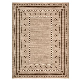 Border Diamond Machine Washable Stain Resistant Lightweight Foldable Carpet for Living Room Bedroom