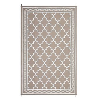 Waterproof Reversible Geometric Outdoor Rug UV Resistant Stain Resistant Carpet for Patio Deck Beach