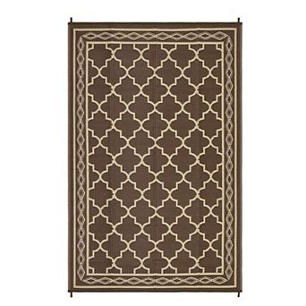 Waterproof Reversible Geometric Outdoor Rug UV Resistant Stain Resistant Carpet for Patio Deck Beach