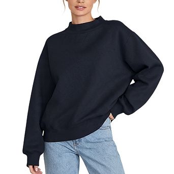 Womens Mock Neck Sweatshirt Oversized Long Sleeve Sweatshirts Casual Loose Fit Fall Pullover Tops