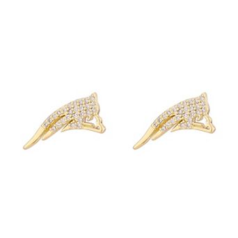 LUV AJ Gold New England Patriots Pave Logo Stud Earrings