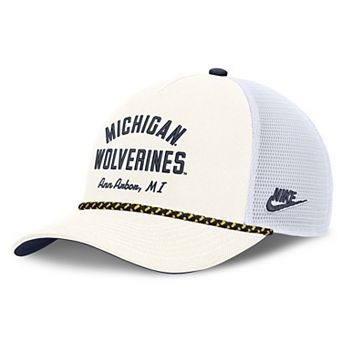 Unisex Nike White Michigan Wolverines Mascot Rope Trucker Adjustable Hat
