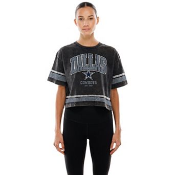 Women's New Era Black Dallas Cowboys Lifestyle Mineral Wash Boxy Cropped T-Shirt