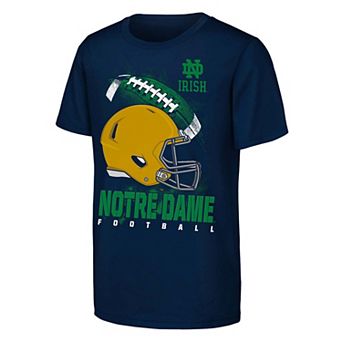 Youth Outerstuff Navy Notre Dame Fighting Irish For the Glory Football Helmet T-Shirt