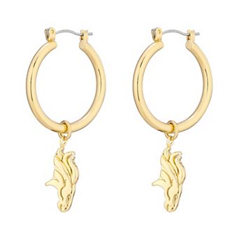 Women's LUV AJ Gold Denver Broncos XL Logo Charm Hoop Earrings