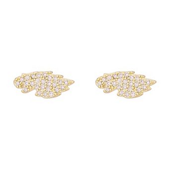 LUV AJ Gold Philadelphia Eagles Pave Logo Stud Earrings