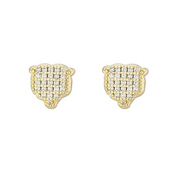 LUV AJ Gold Chicago Bears Pave Logo Stud Earrings
