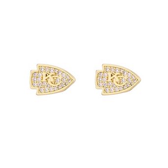 LUV AJ Gold Kansas City Chiefs Pave Logo Stud Earrings