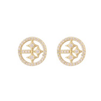 LUV AJ Gold Pittsburgh Steelers Pave Logo Stud Earrings
