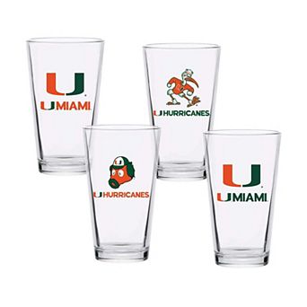 Miami Hurricanes 16oz. Collector Pint Glass Four-Piece Set