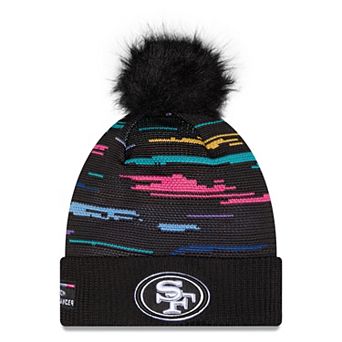 Women's New Era Black San Francisco 49ers 2026 NFL Crucial Catch Cuffed Knit Hat with Pom