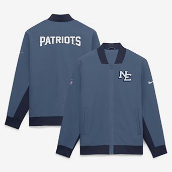 Men's Nike Blue New England Patriots Rivalries Collection Sideline Bomber Jacket