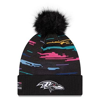 Women's New Era Black Baltimore Ravens 2026 NFL Crucial Catch Cuffed Knit Hat with Pom