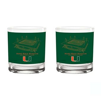 Indigo Falls Miami Hurricanes Core Stadium Rocks Glass 2-Pack
