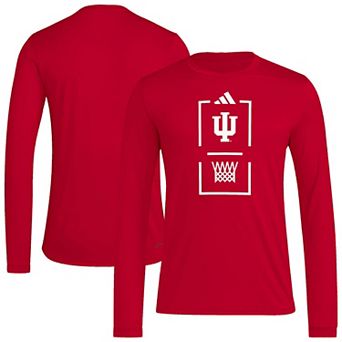 Men's adidas Crimson Indiana Hoosiers On-Court Pregame Long Sleeve T-Shirt