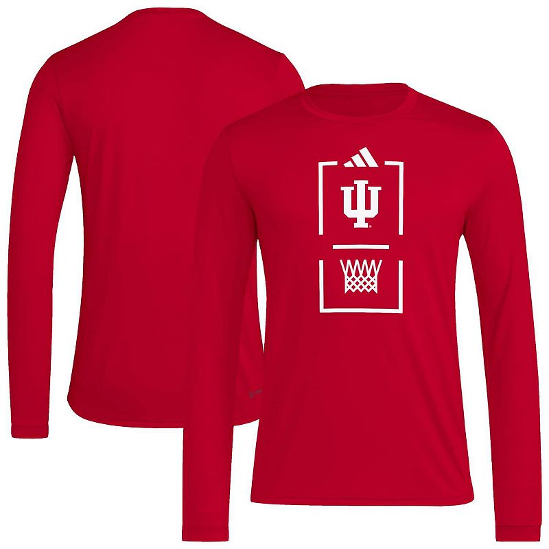 adidas Crimson Indiana Hoosiers On-Court Pregame Long Sleeve T-Shirt