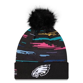 Women's New Era Black Philadelphia Eagles 2026 NFL Crucial Catch Cuffed Knit Hat with Pom