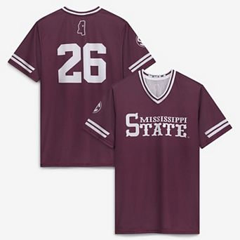 Men's No Brand Maroon Mississippi State Bulldogs Triform V-Neck Baseball Jersey