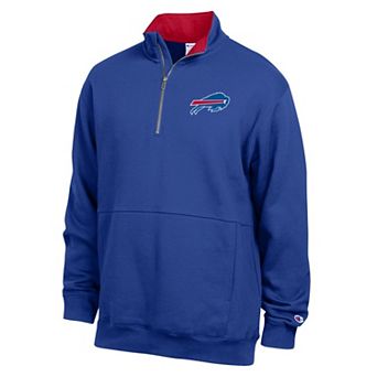 Men's Champion Royal/Red Buffalo Bills Fleece Quarter-Zip Pullover