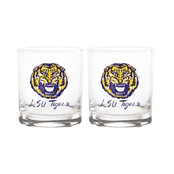 Indigo Falls LSU Tigers Laura Wilcox Mascot Rocks Glass Set of 2