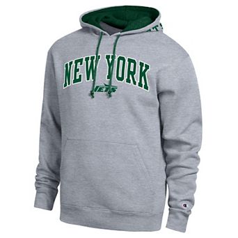 Men's Champion Heather Gray/Green New York Jets Contrast Hoodie