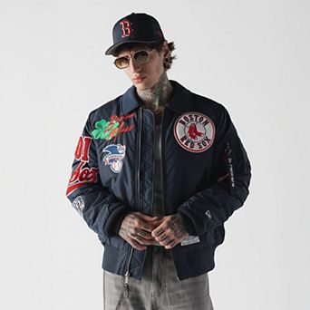 Men's New Era x Alpha Industries Navy Boston Red Sox MA-1 Full-Zip Bomber Jacket