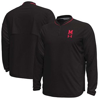 Men's Under Armour Black Maryland Terrapins 2026 Sideline Motivate Woven Quarter-Zip Long Sleeve Pullover