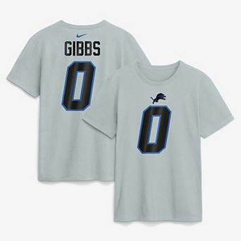 Men's Nike Jahmyr Gibbs Silver Detroit Lions 2026 Rivalries Collection Player Name & Number T-Shirt