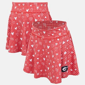 Girls Youth ZooZatz Red Georgia Bulldogs Heart Flowy Skort