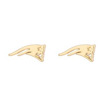 Women's LUV AJ Gold New England Patriots Logo Stud Earrings