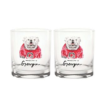 Indigo Falls Georgia Bulldogs Laura Wilcox Mascot Rocks Glass Set of 2