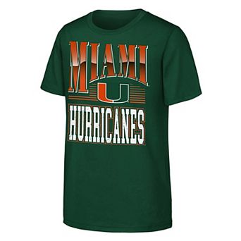 Youth Outerstuff Green Miami Hurricanes Chrome Header T-Shirt