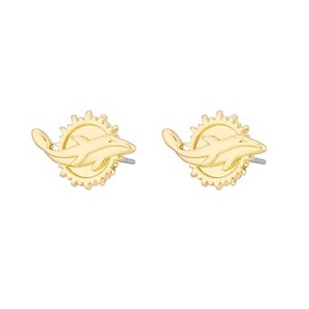 Women's LUV AJ Gold Miami Dolphins Logo Stud Earrings