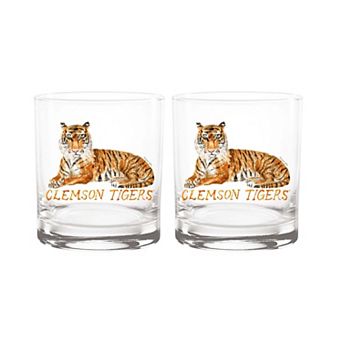 Indigo Falls Clemson Tigers Laura Wilcox Mascot Rocks Glass Set of 2