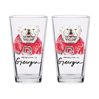 Indigo Falls Georgia Bulldogs Laura Wilcox Mascot Pint Glass Set of 2