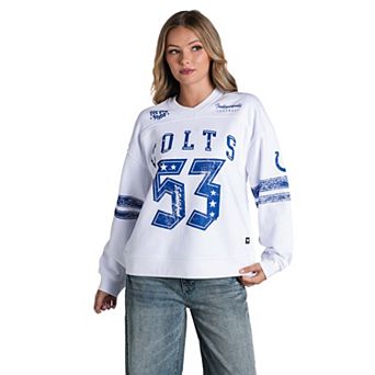 Women's The Wild Collective Indianapolis Colts White Baggy V-Neck Sweatshirt