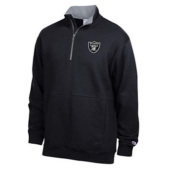 Men's Champion Black/Heather Gray Las Vegas Raiders Fleece Quarter-Zip Pullover