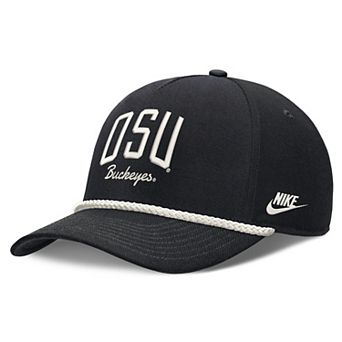 Unisex Nike Black Ohio State Buckeyes Letter Rope Rise Adjustable Hat
