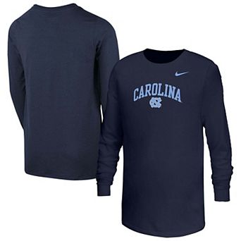 Youth Nike Navy North Carolina Tar Heels Arched Core Long Sleeve T-Shirt