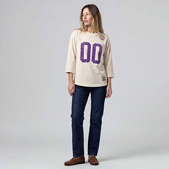 Women's Mitchell & Ness Cream LSU Tigers Retro Roots Oversized 3/4-Sleeve T-Shirt
