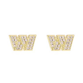 LUV AJ Gold Washington Commanders Pave Logo Stud Earrings